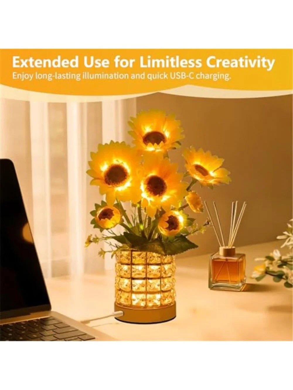 Sunflower LED Lamp Cordless Rechargeable Touch Light Floral Home Decor Gift